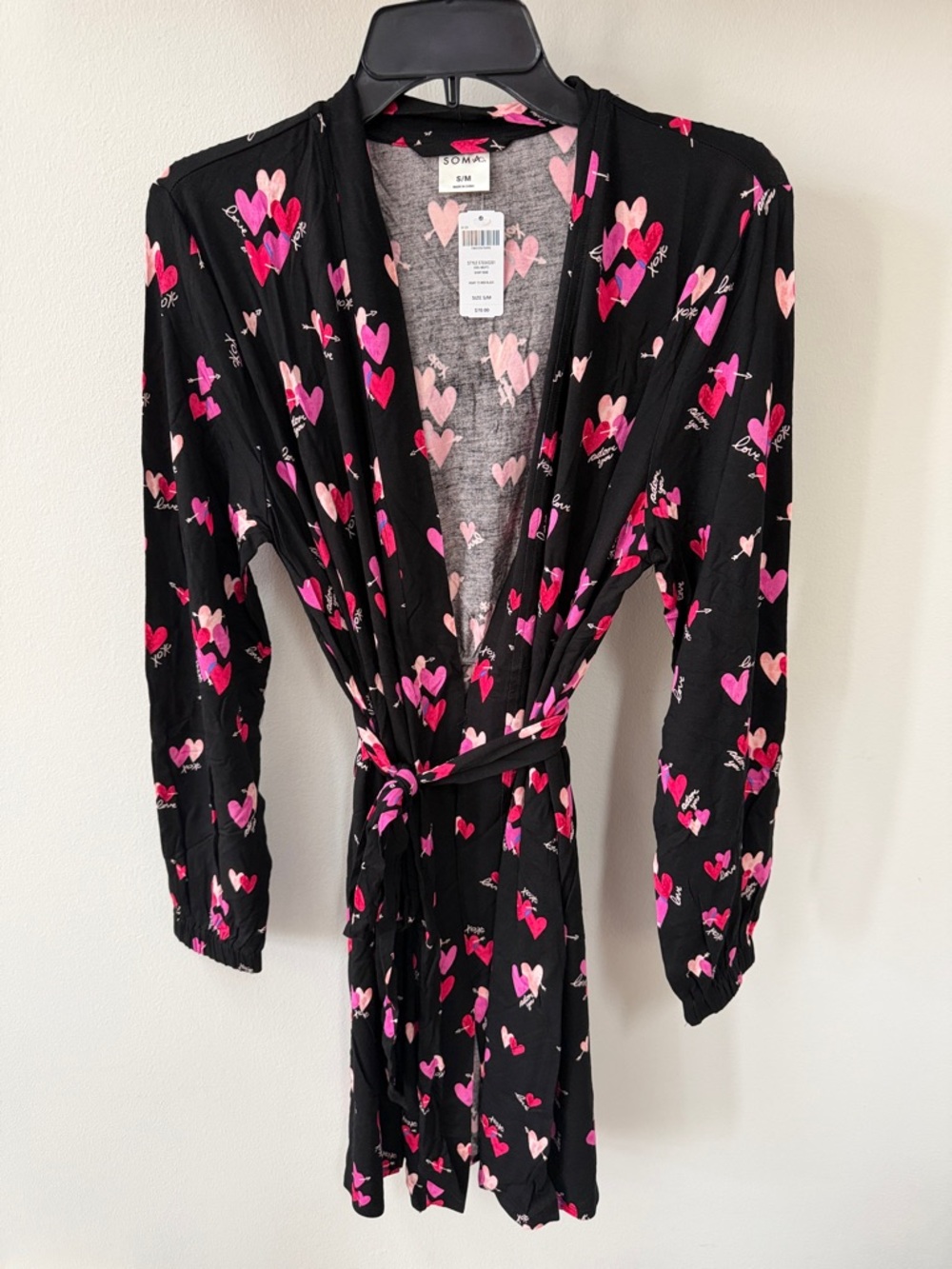Soma “Heart to Miss” Cool Nights Robe with Pink and Red Hearts